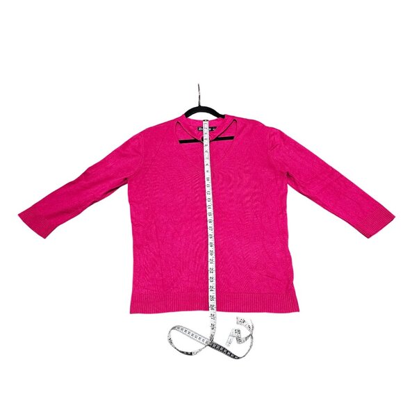 7th Avenue Design Studio Pink V-Neck Sweater L 3/4 Sleeves Rayon/Nylon Womens St - Picture 6 of 7